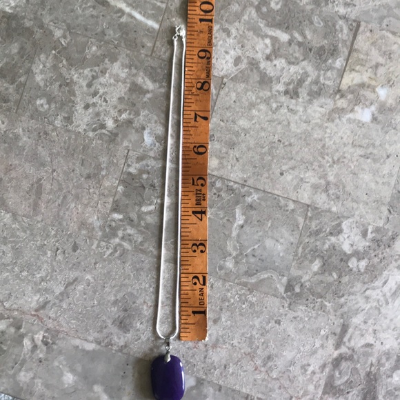 Stunning Purple Stone Pendant Necklace 18” Chain - Picture 7 of 7